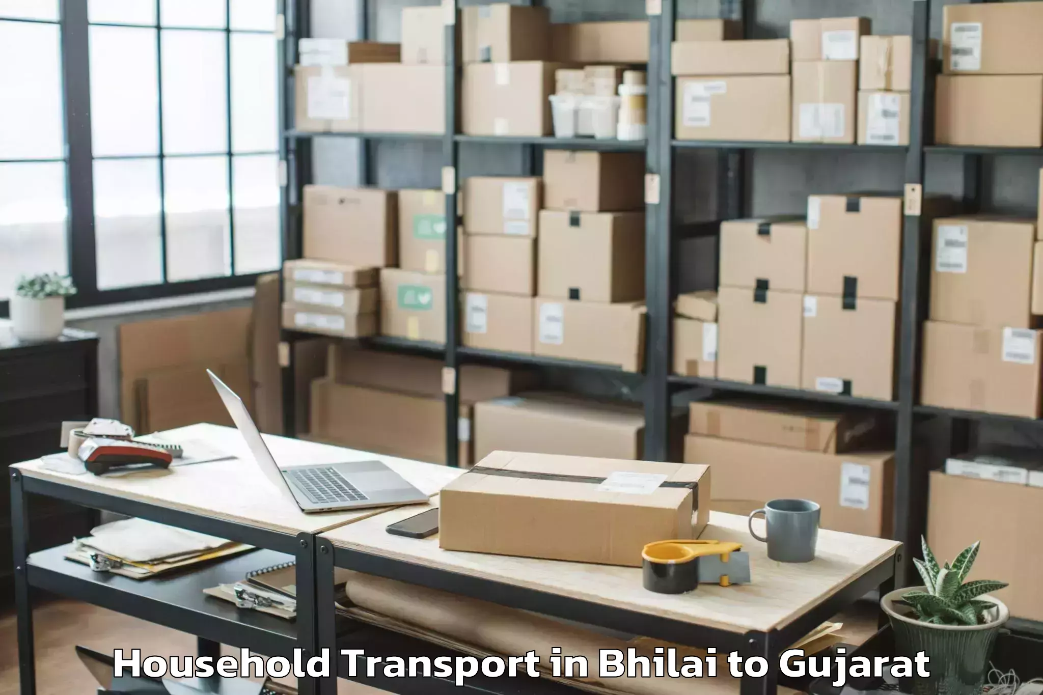 Reliable Bhilai to Unjha Household Transport